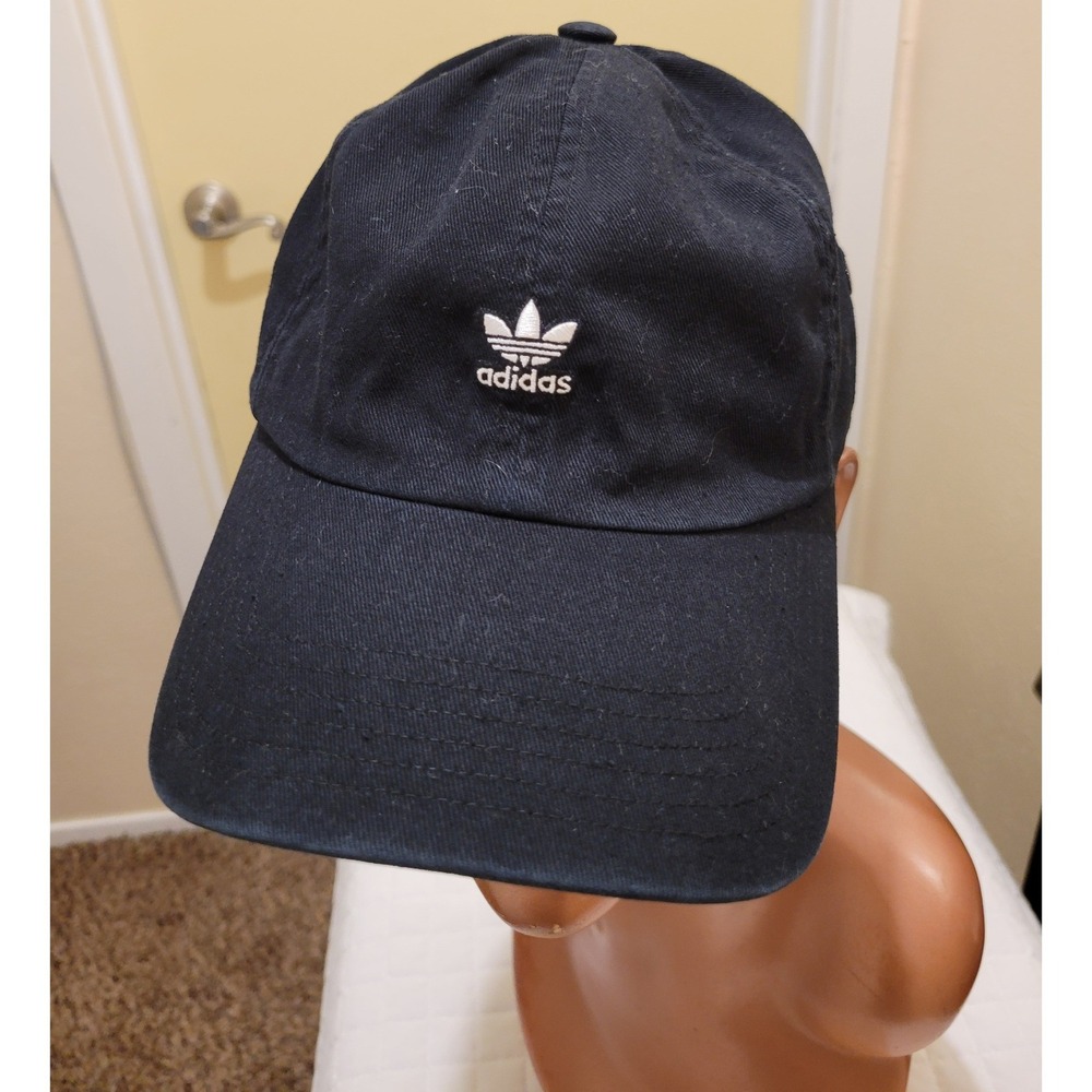 adidas Originals Relaxed Mini Logo Cap Black White Embossed Hat Minimalist Cool